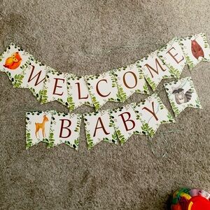 Baby Shower Woodland Animal “Welcome Baby” Party Banner